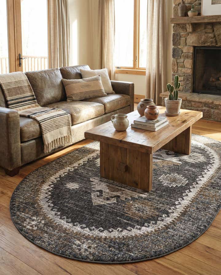 5' 3 x 8' Eco Southwestern Oval Rug