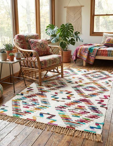5' 1 x 8' Hand Woven Chindi Trellis Rug