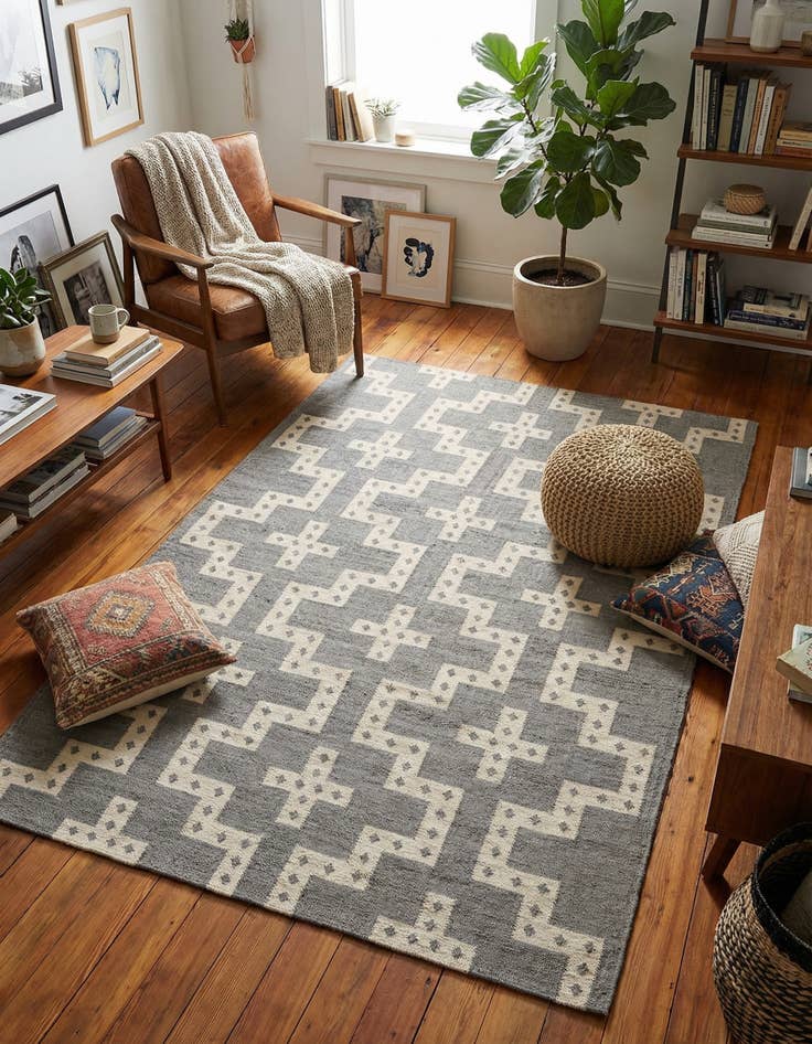 Detail image of 6' 1 x 9' Hand Woven Kilim Wool Rug