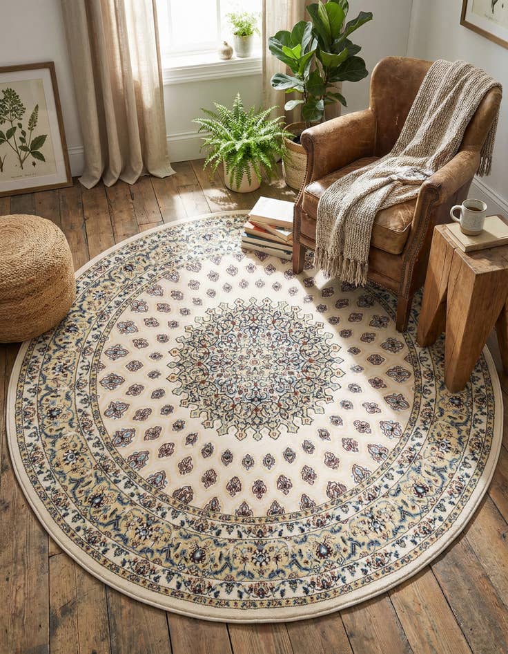 Detail image of 5' 3 x 5' 3 Nain Design Round Rug