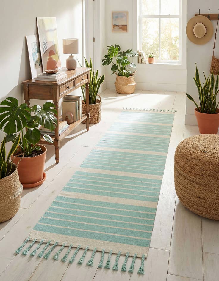 Detail image of 2' 7 x 12'  Hand Woven Chindi Cotton Runner Rug