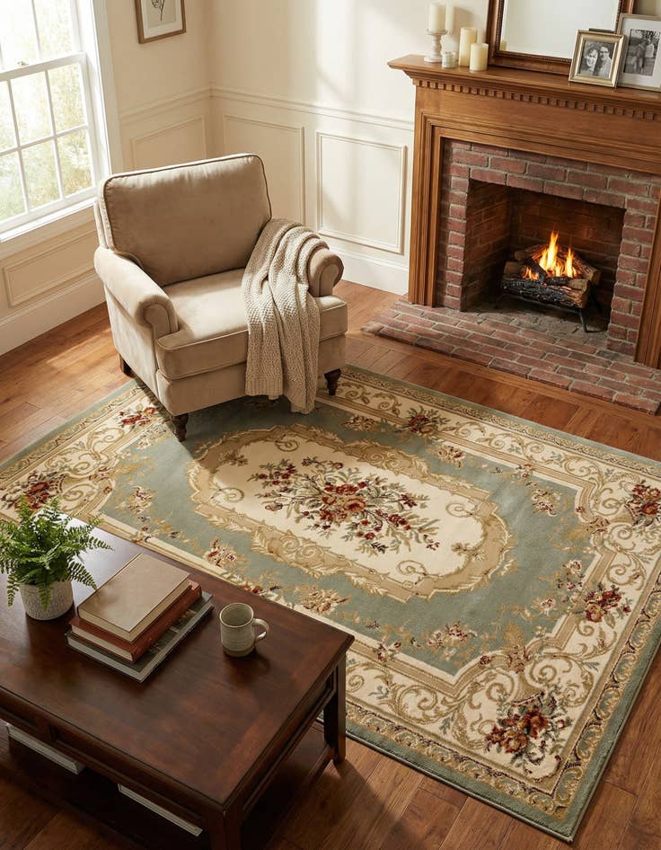 Detail image of 5' 3 x 8' Classic Aubusson Rug
