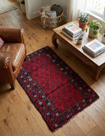 2' 9 x 4' 7 Hand Knotted Balouch Persian Wool Rug