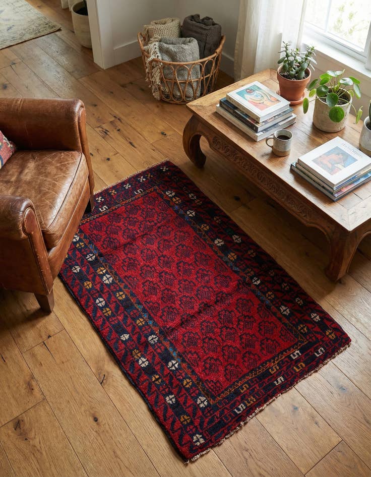 Detail image of 2' 9 x 4' 7 Hand Knotted Balouch Persian Wool Rug