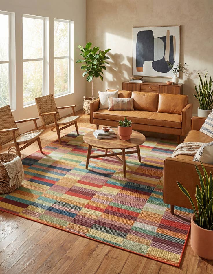 Detail image of 7' 10 x 7' 10  Washable Baja Indoor / Outdoor Square Rug