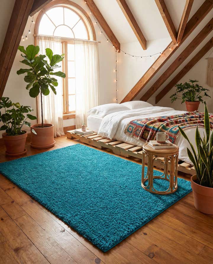 5' 3 x 7' Solid Shag Rug