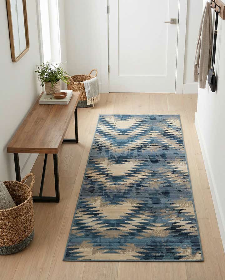 2' 7 x 5' 3 Easy-Clean Modern Indoor / Outdoor Runner Rug