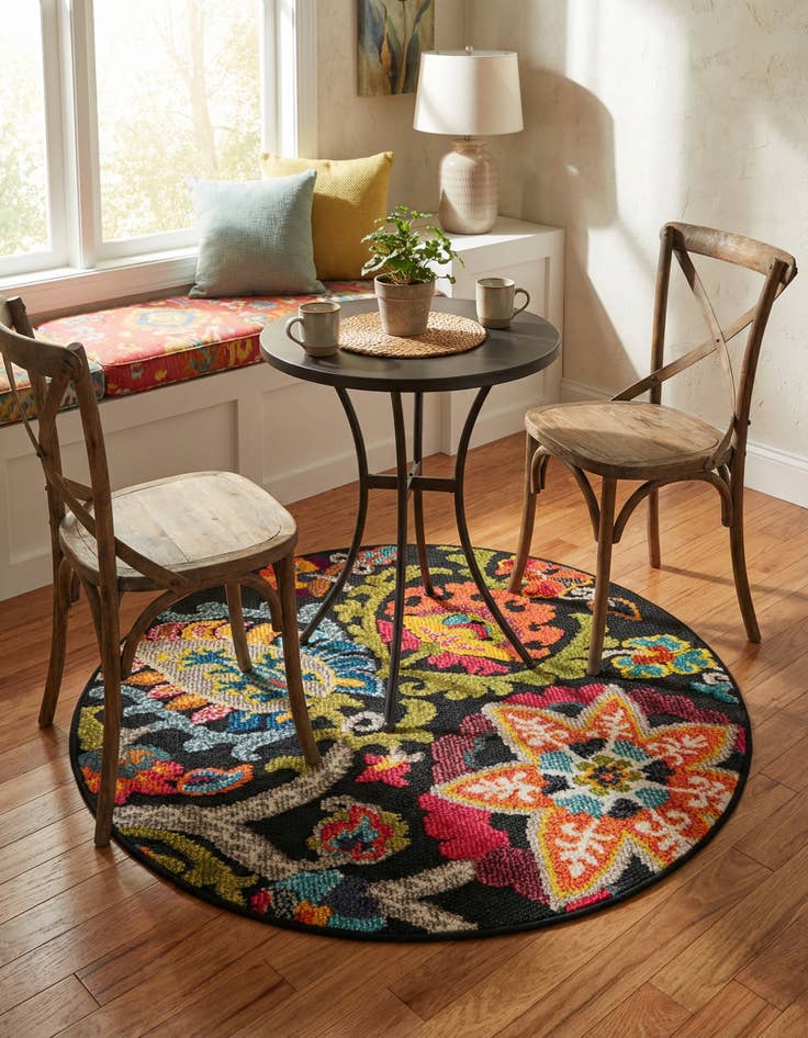 Detail image of 3' x 3'  Washable Casablanca Indoor / Outdoor Round Rug