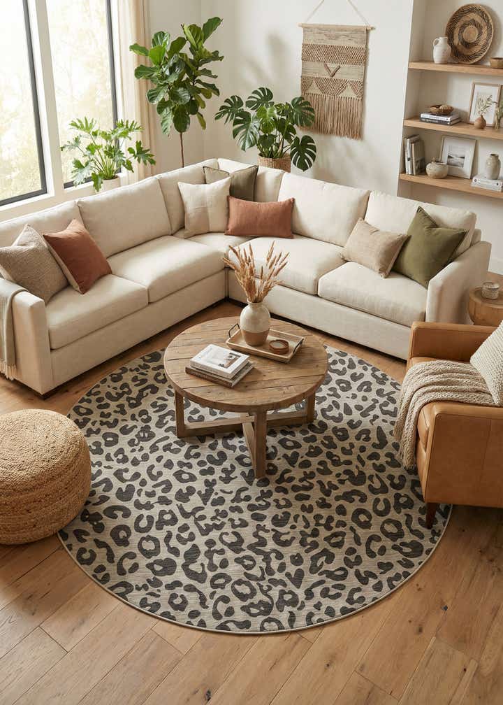 10' x 10' Easy-Clean Safari Indoor / Outdoor Round Rug