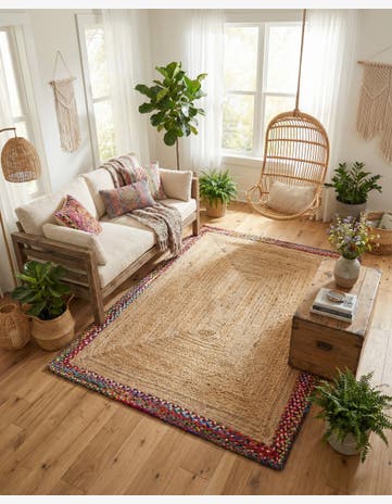 Natural Handmade Braided Jute Rug