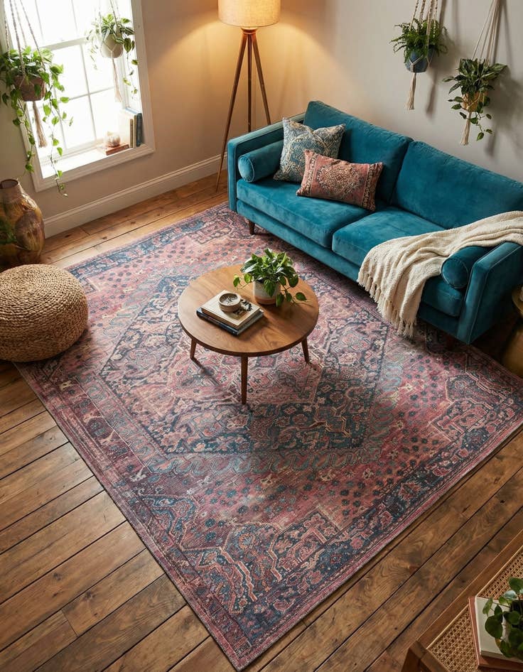 Detail image of 7' 10 x 7' 10 Washable Maahru Square Rug