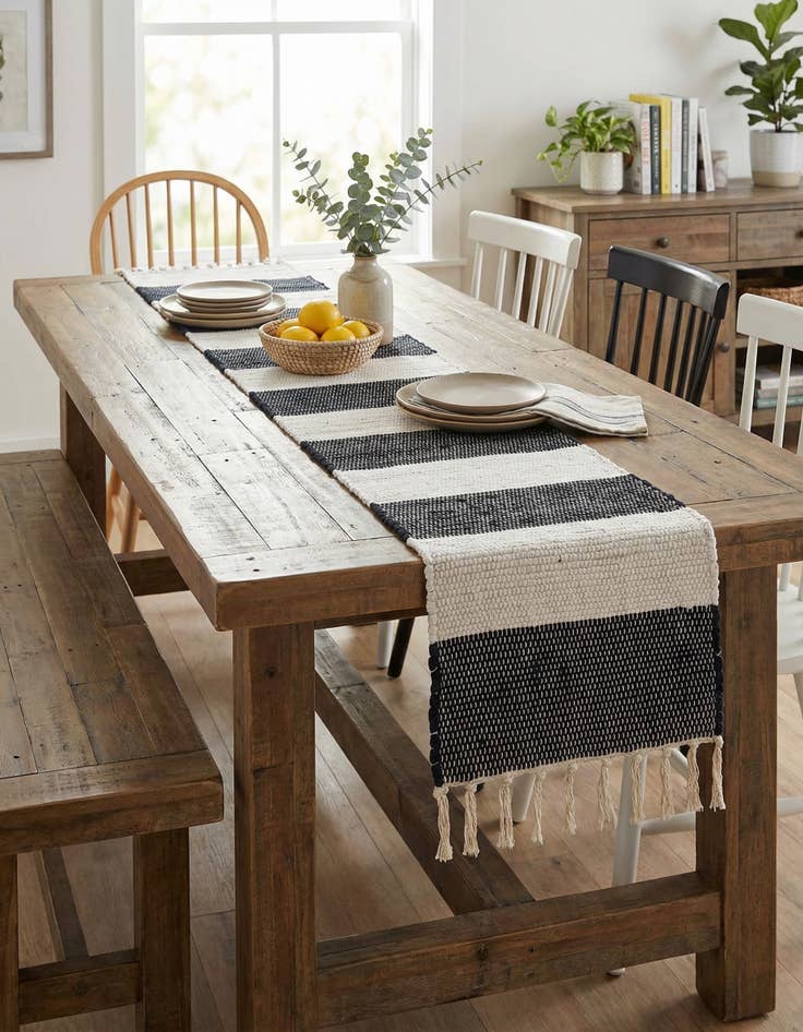 Detail image of 1' 2 x 8'  Hand Woven Chindi Rag Table Runner Rug