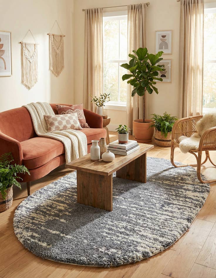 Detail image of 5' 3 x 8' Serenity Shag Oval Rug