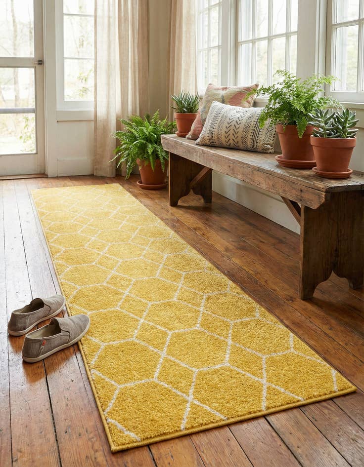 Detail image of  2' x 9' Lattice Frieze Runner Rug