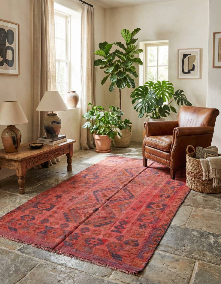 Detail image of 3' 3 x 6' 6 Hand Woven Kilim Fars Wool Rug