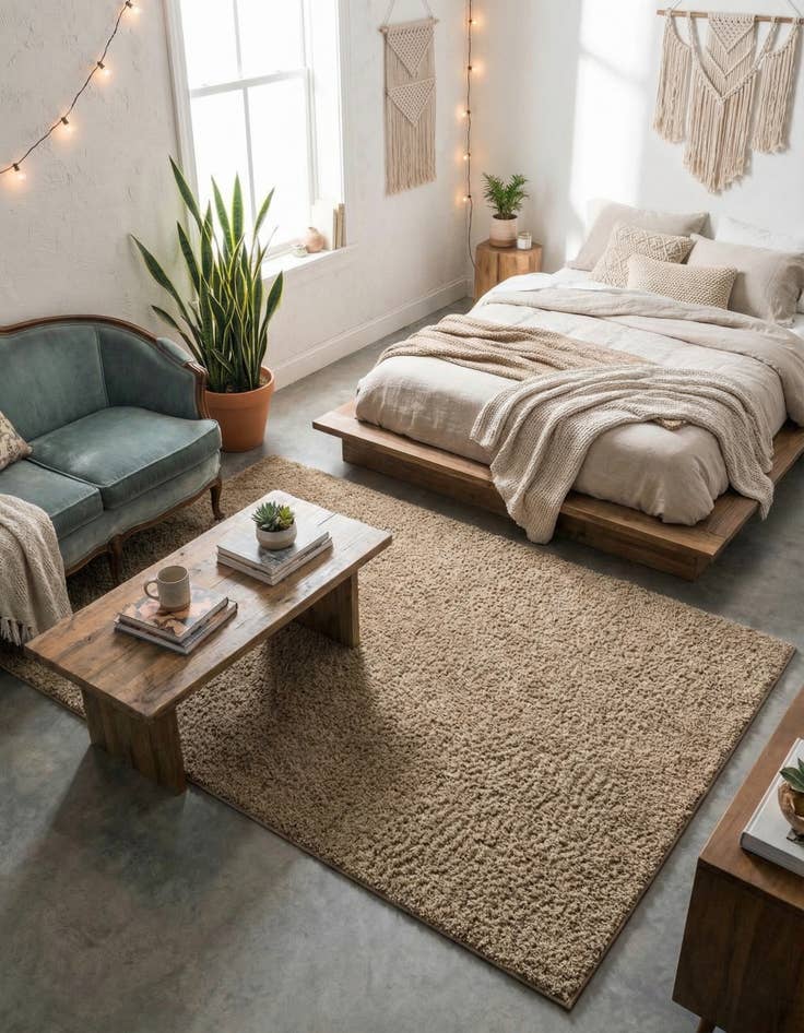 Detail image of  5' x 8' Solid Shag Rug