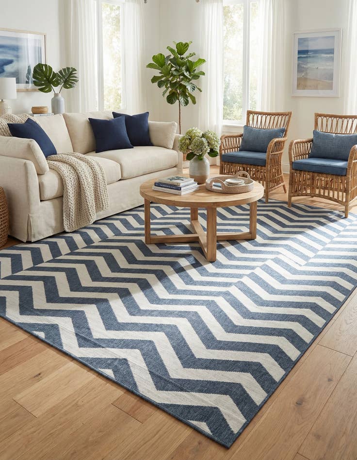 Detail image of 7' 10 x 10' Washable Coastal Indoor / Outdoor Rug