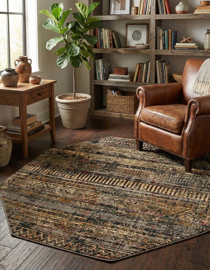 Detail image of  5' 3 x 5' 3 Saturn Octagon Rug