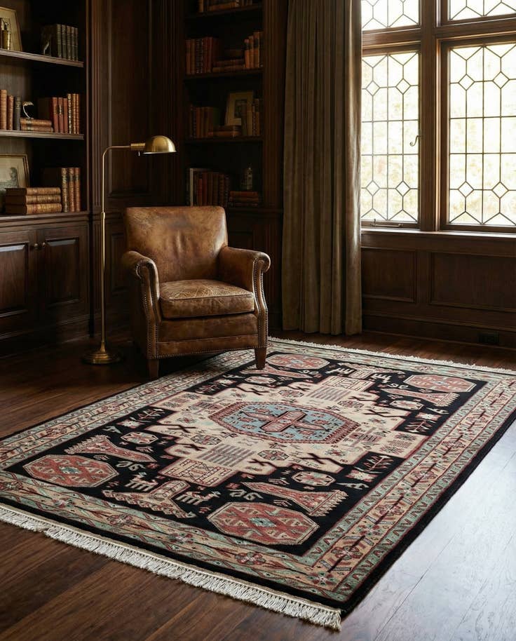 Detail image of 4' 4 x 6' 2 Hand Knotted Lahour Oriental Rug