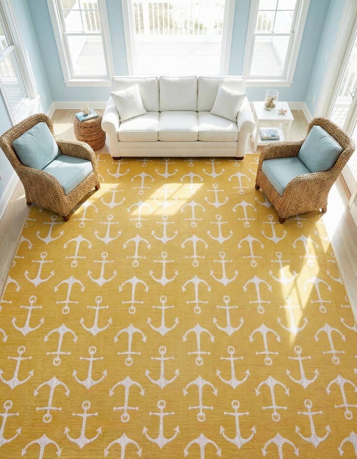 Detail image of 13' x 13'  Washable Coastal Indoor / Outdoor Square Rug