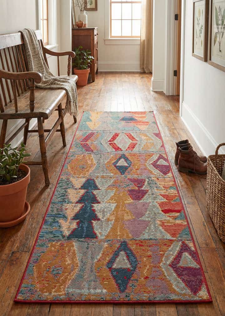 2' 7 x 7' Easy-Clean Modern Indoor / Outdoor Runner Rug