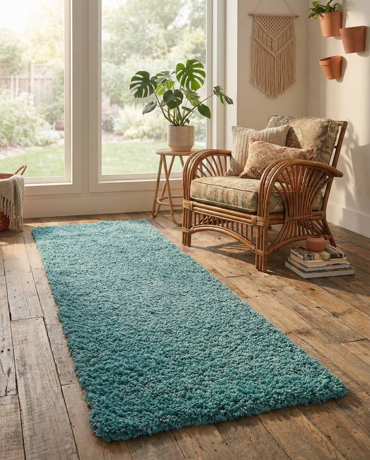 Detail image of 2' x 6' Solid Shag Runner Rug