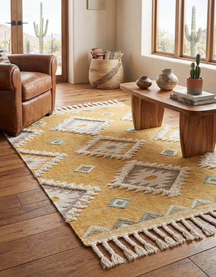 Detail image of 5' 1 x 8' Hand Woven Arizona Wool Rug