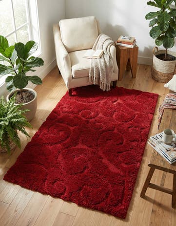 Red Botanical Shag Rug