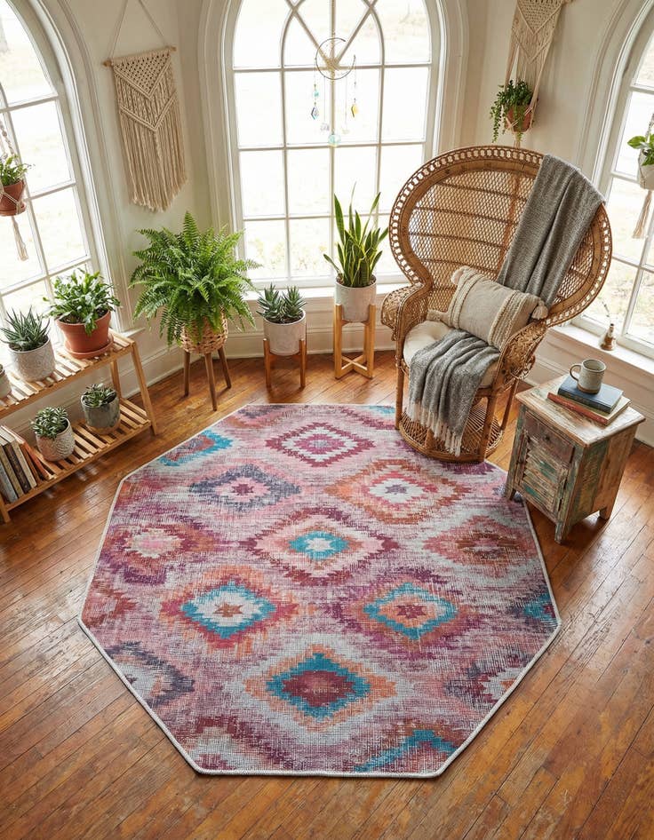 Detail image of 5' 3 x 5' 3  Washable Sisu Octagon Rug