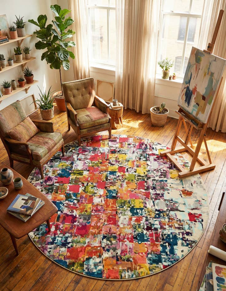 Detail image of 8' x 8'  Washable Casablanca Round Rug