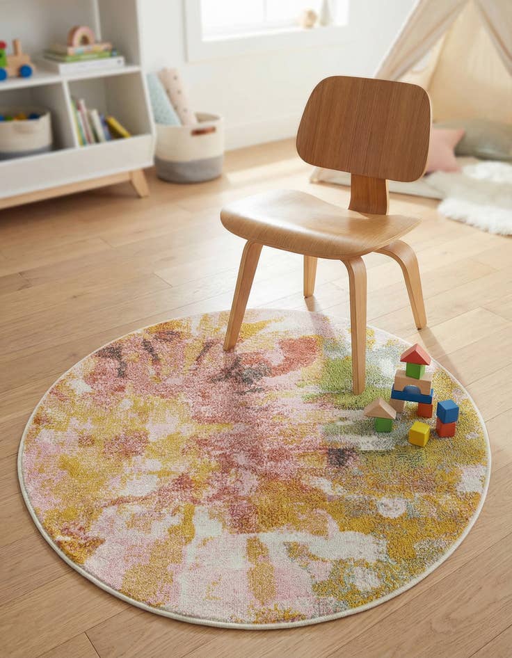 Detail image of 3' 3 x 3' 3 Abstract Whimsy Kids Round Rug