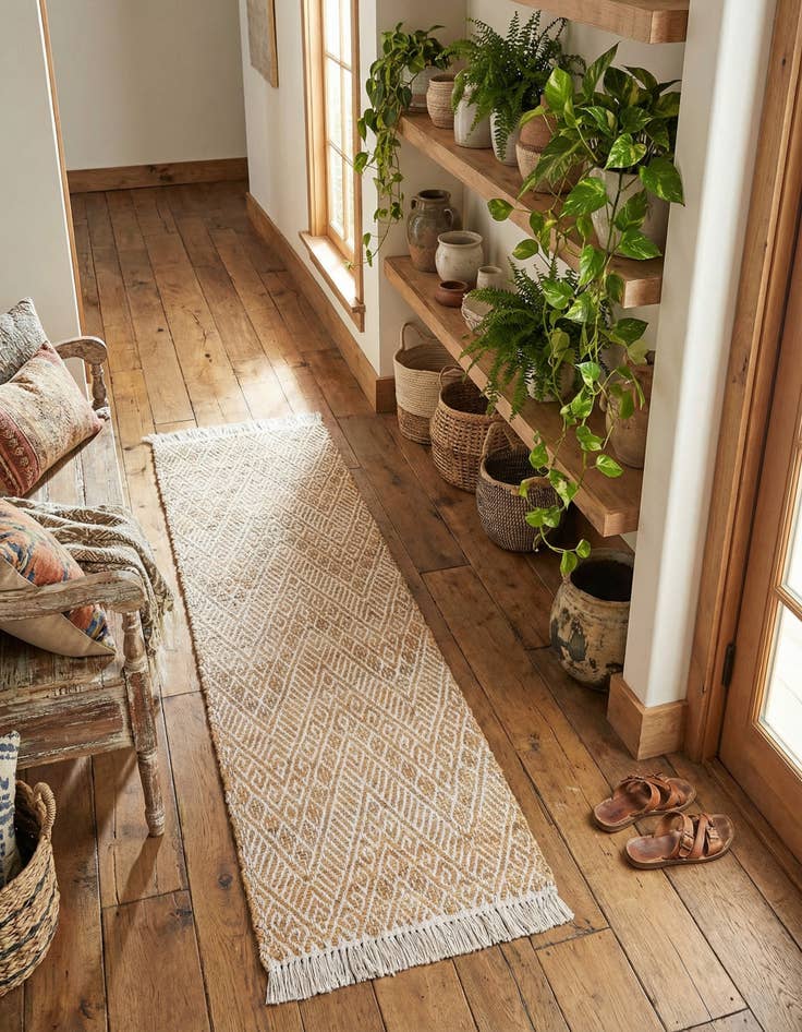 Detail image of 2' x 5' 1 Handmade Braided Jute Runner Rug