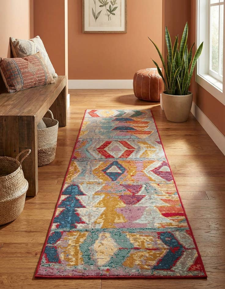 Detail image of 2' x 8' Easy-Clean Modern Indoor / Outdoor Runner Rug