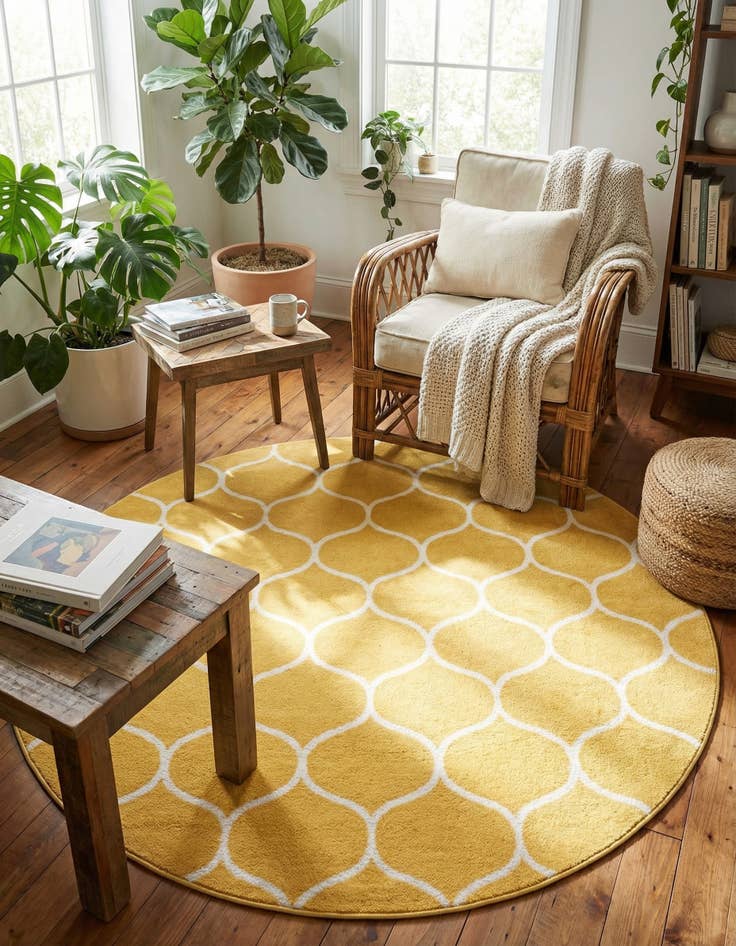 Detail image of 4' x 4' Lattice Frieze Round Rug