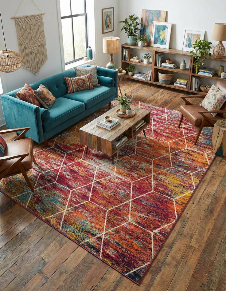 Detail image of  7' x 10' Lattice Frieze Rug