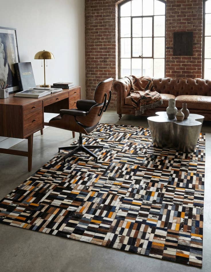 Detail image of 5' 1 x 8' Cowhide - Patchwork Rug