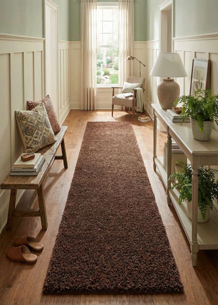 2' 7 x 12' Solid Shag Runner Rug