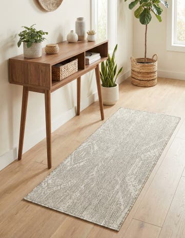 Gray Easy-Clean Bohemian Indoor / Outdoor Runner Rug
