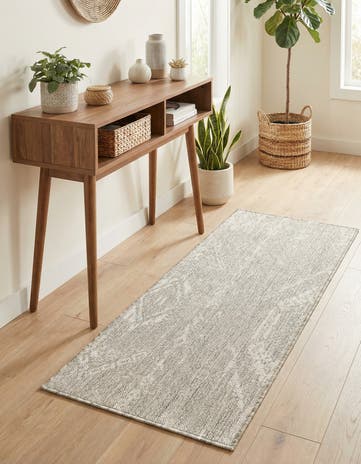 Gray Easy-Clean Bohemian Indoor / Outdoor Runner Rug