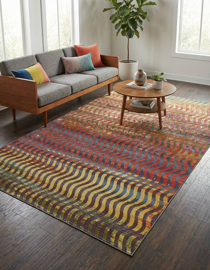 Detail image of 5' 3 x 8' Washable Modern Indoor / Outdoor Rug