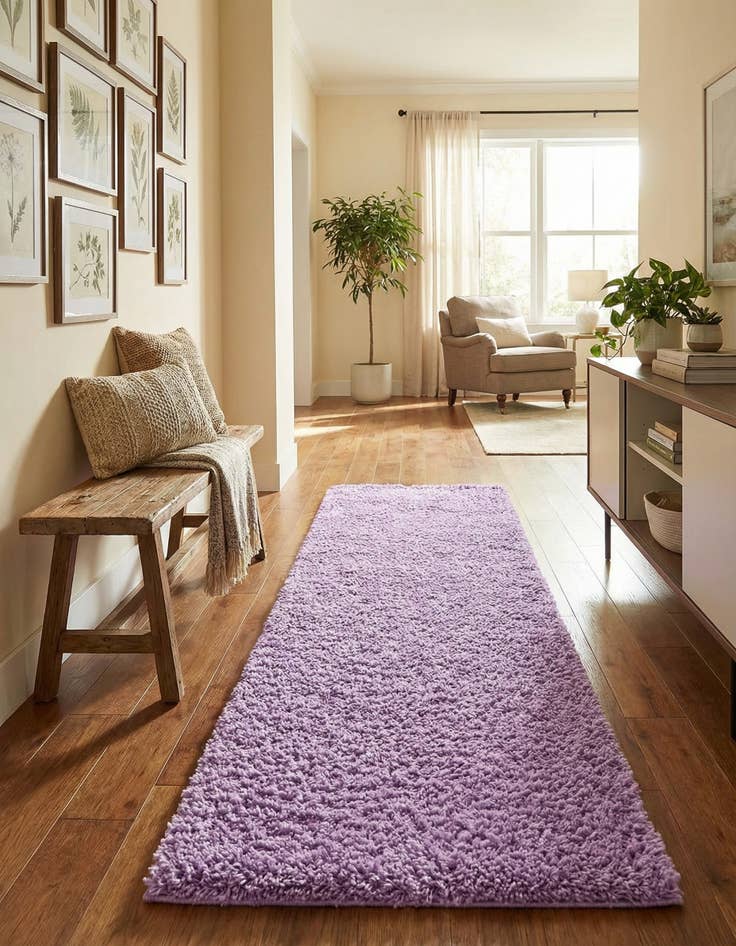 Detail image of 2' 7 x 10' Solid Shag Runner Rug