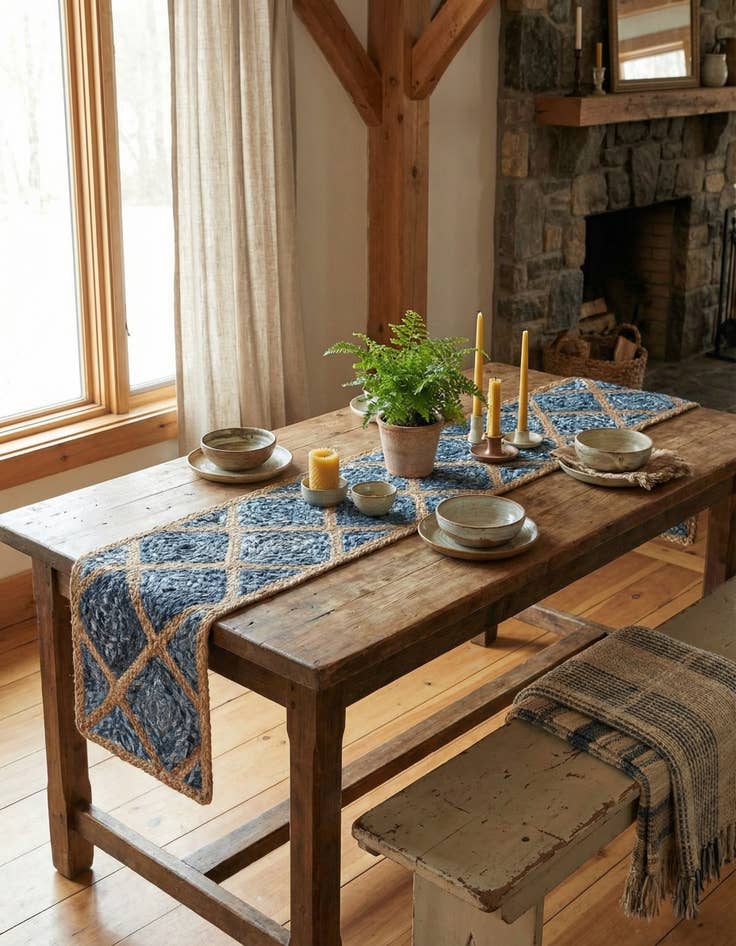 Detail image of 1' 2 x 5' 1  Hand Braided Jute Table Runner Rug