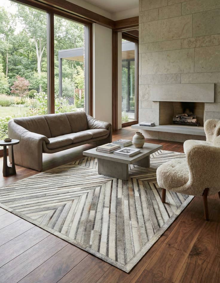 Detail image of 5' 3 x 8' Cowhide Leather Rug