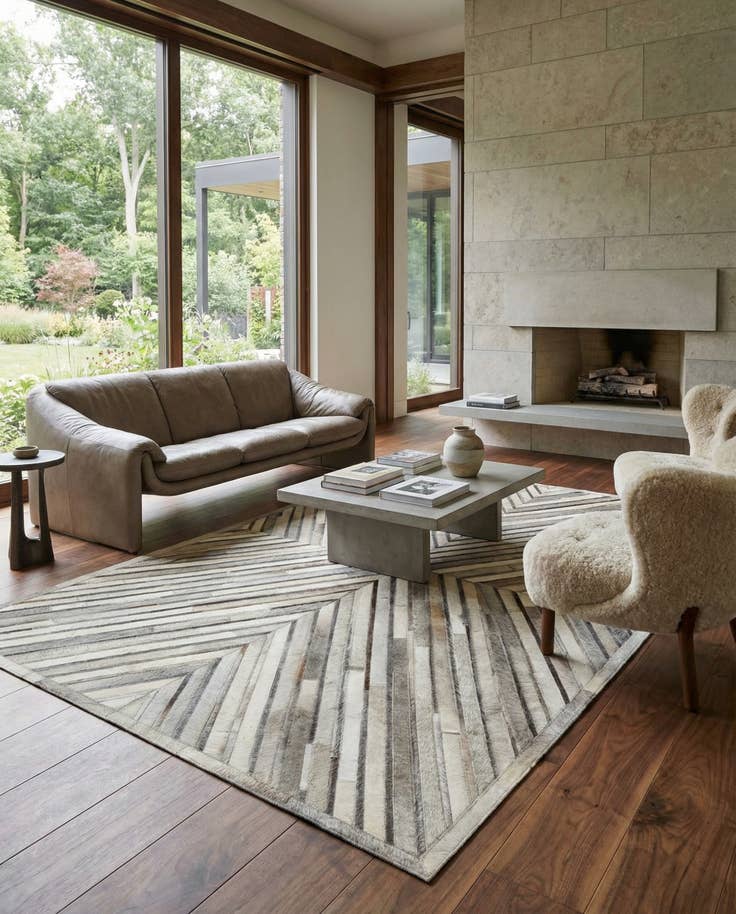 Detail image of 5' 3 x 8' Cowhide Leather Rug