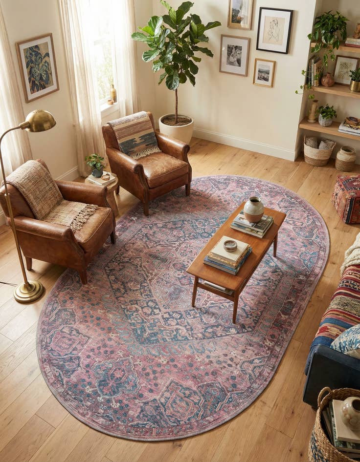 Detail image of 5' 3 x 8' Washable Maahru Oval Rug