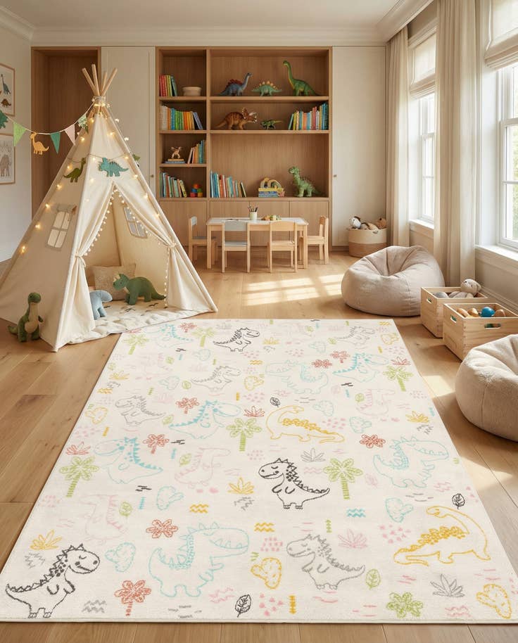 Detail image of 7' 10 x 10' Dinosaur Whimsy Kids Rug