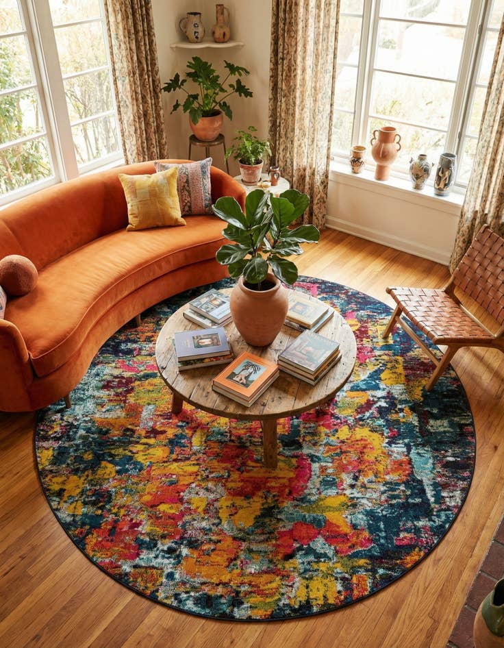 Detail image of 8' x 8'  Washable Casablanca Round Rug