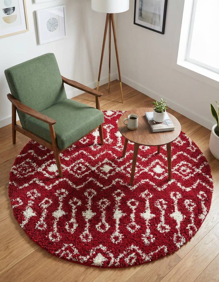 Detail image of 5' 3 x 5' 3 Moroccan Trellis Shag Round Rug