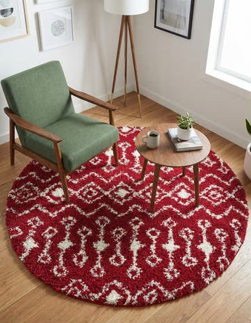 5' 3 x 5' 3 Moroccan Trellis Shag Round Rug