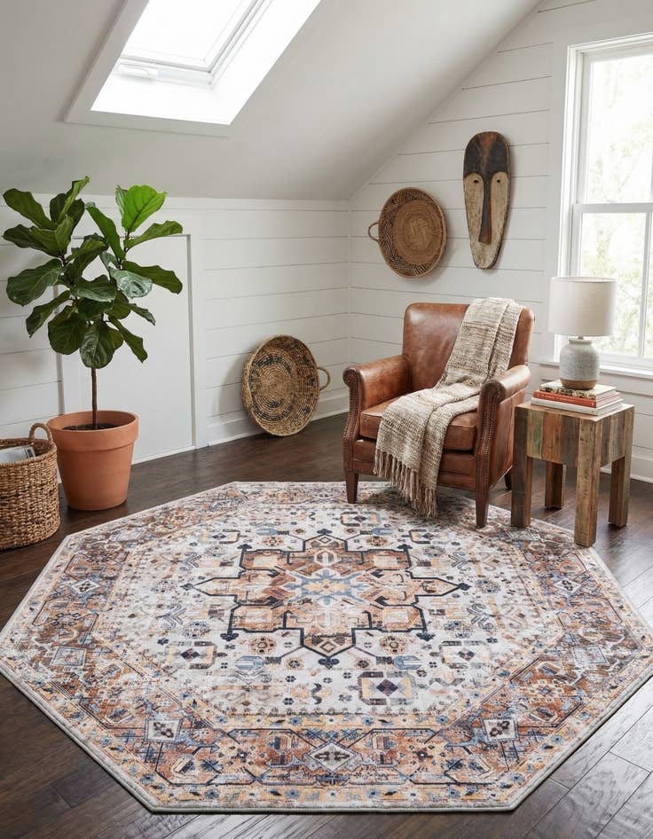 Detail image of 7' 1 x 7' 1 Washable Yara Octagon Rug